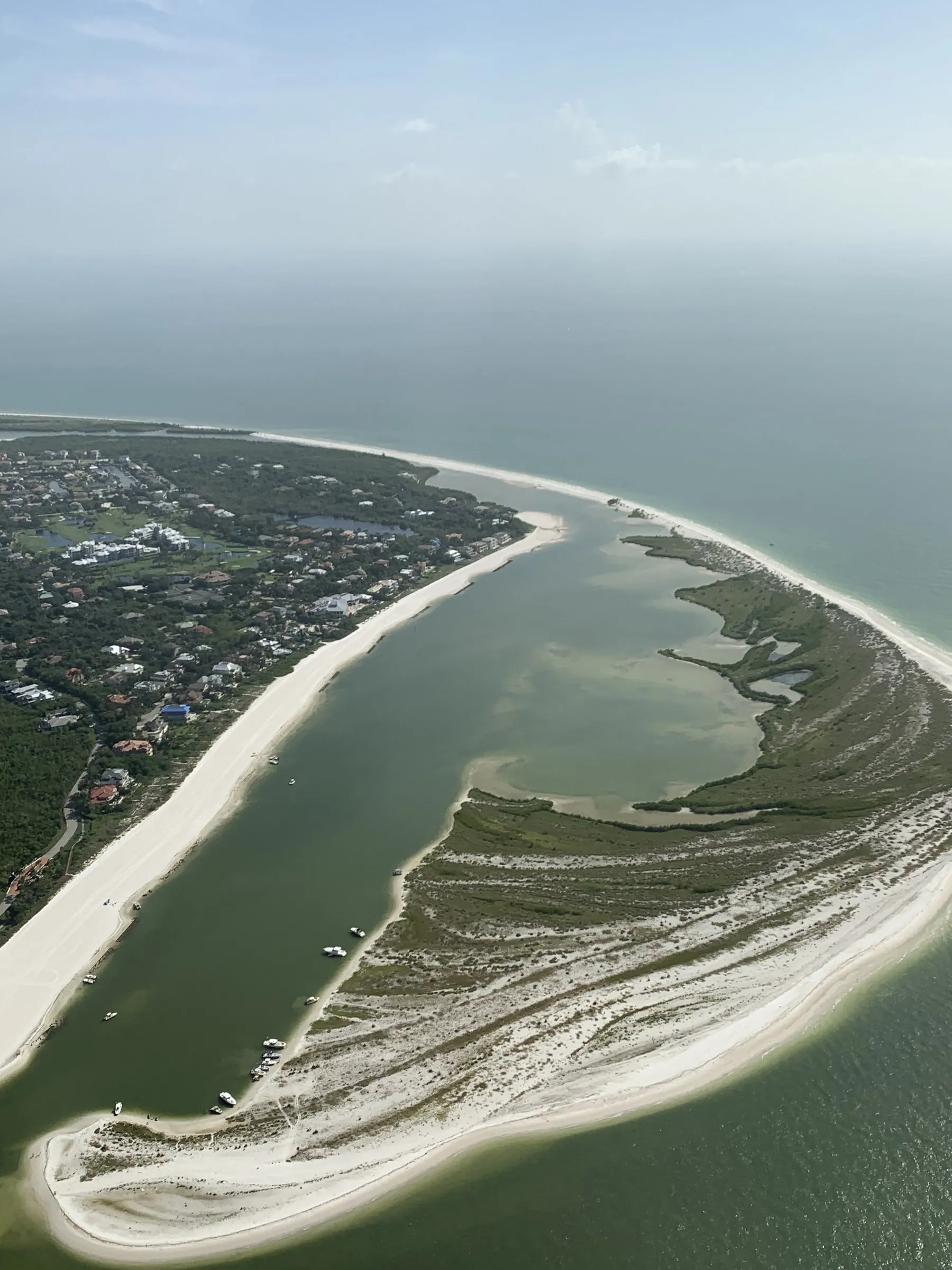 Aerial view of an undeveloped barrier-island sand spit near Marco Island