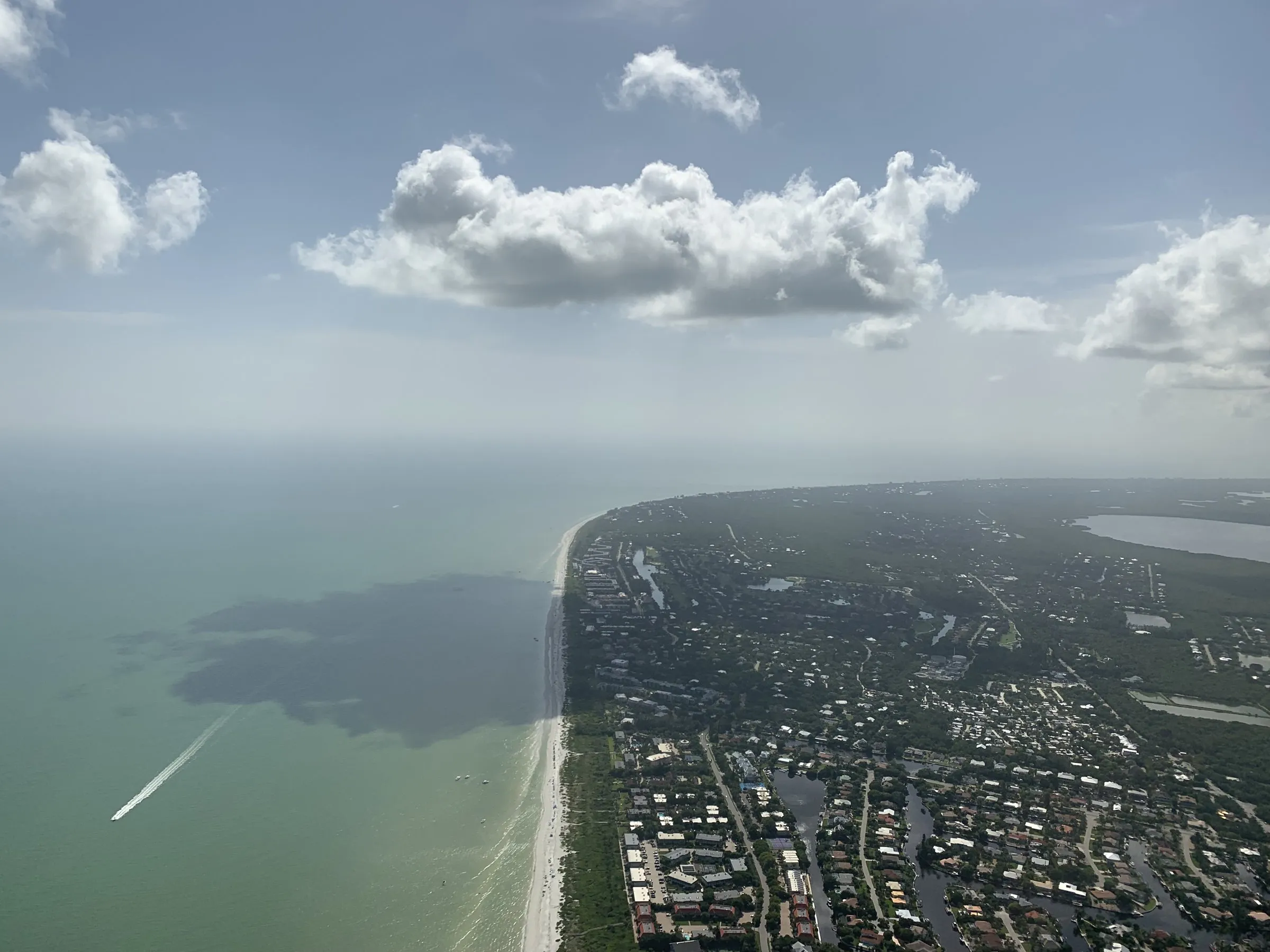 Aerial view of the Naples, Florida coastline and Gulf beaches