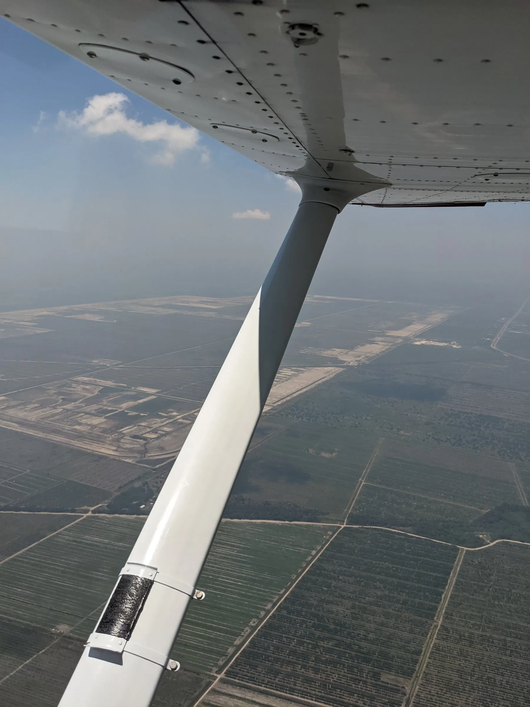 Wing strut over farm fields
